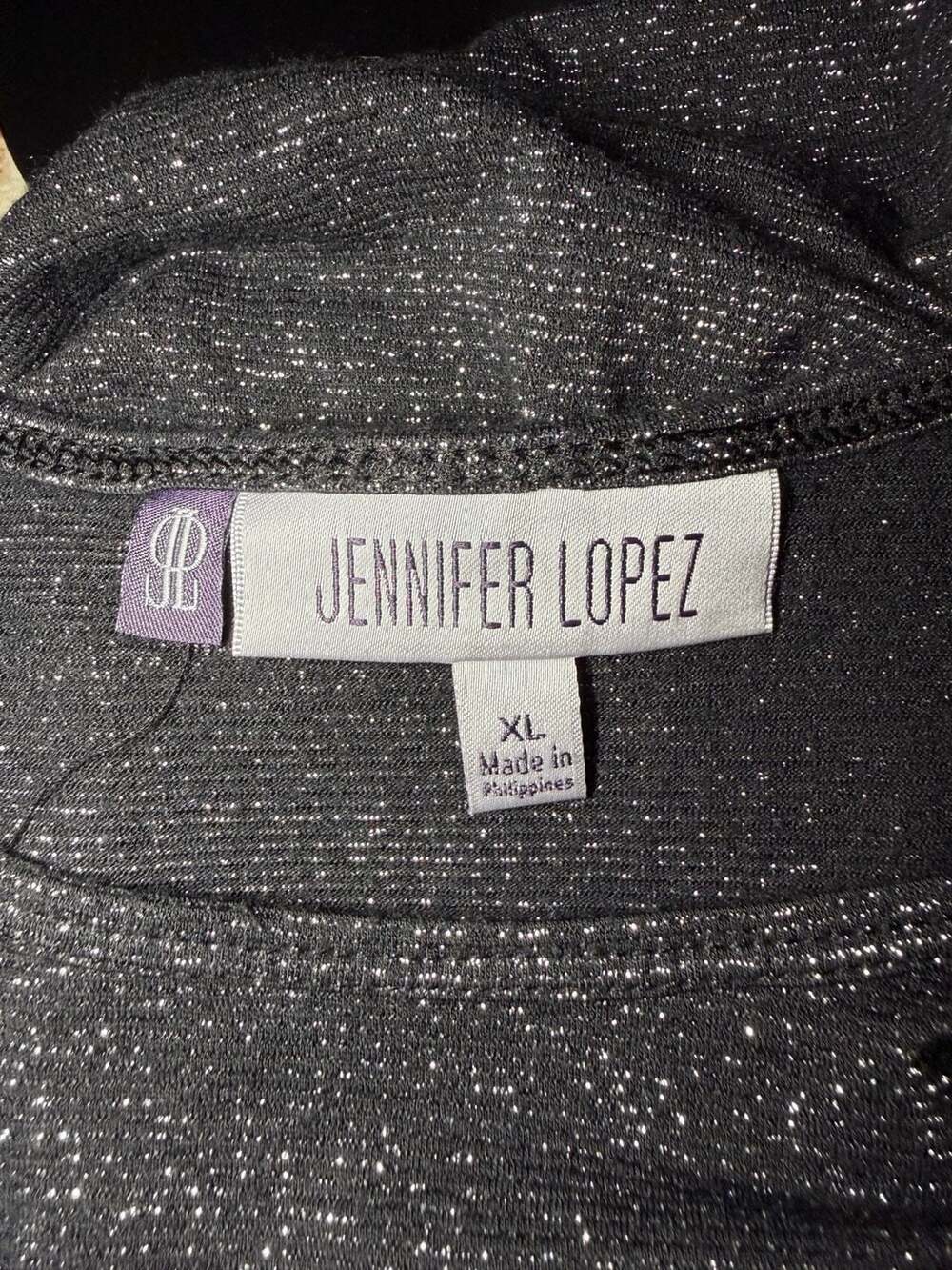 Jennifer Lopez Black Metallic Shimmer Scoop Neck Tank Top, Size XL - Picture 3 of 4